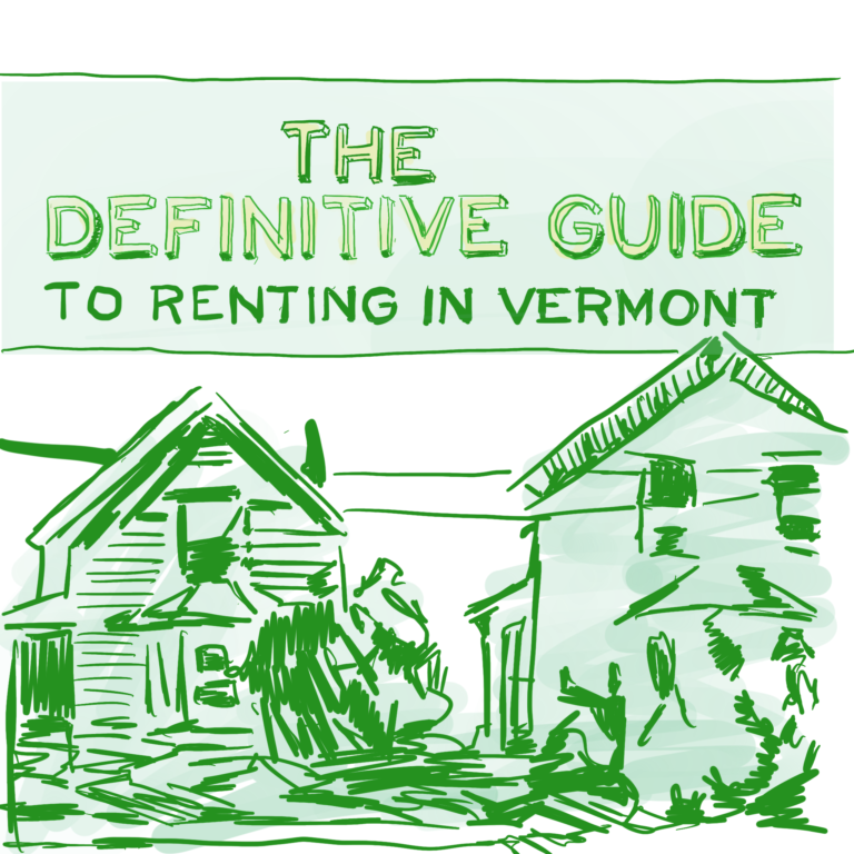 Picture from the definitive guide to rending in vermont, featuring two hand-drawn apartments in green
